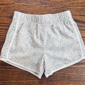 Minnow Floral Print Elastic Waist Shorts - Pastel Pink & Green